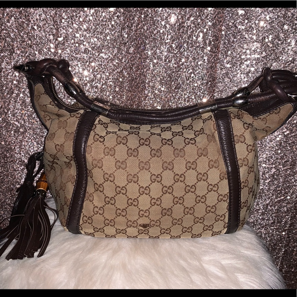 Gucci GG Canvas &Leather tassel Bag